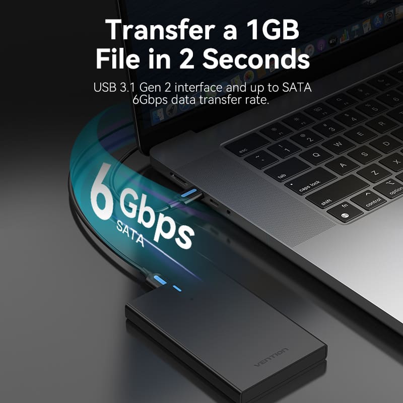 VENTION 2.5 Inch SATA Hard Drive Enclosure (USB 3.1 Gen 2-C) Black