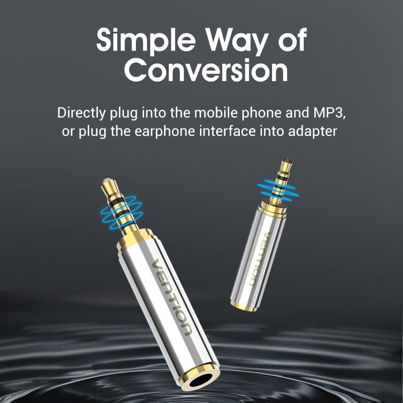 VENTION 2.5mm Male to 3.5mm Female Audio Adapter Silvery Metal Type