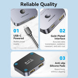 VENTION 2-Port Bi-Directional 8K HDMI Switcher Gray Aluminium Alloy Type