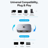 VENTION 2-Port Bi-Directional 8K HDMI Switcher Gray Aluminium Alloy Type