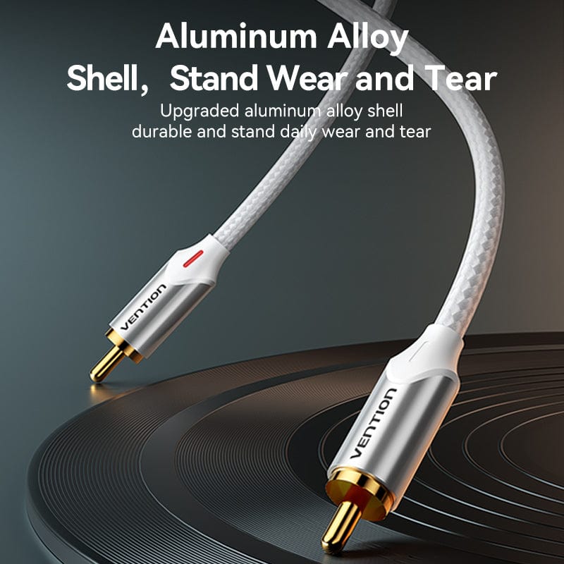 Vention 2RCA male to male cable with aluminum alloy shell for durability and wear resistance