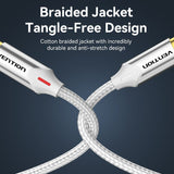 Vention 2RCA male to male cable with a tangle-free cotton braided jacket for enhanced durability