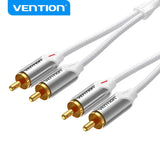 Vention 2RCA male to male cable with gold-plated connectors for audio and video transmission