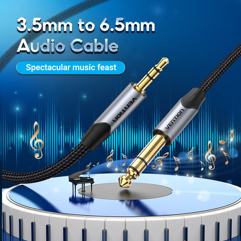 VENTION 3.5mm to 6.5mm audio cable with braided design for clear sound quality