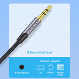 VENTION 3.5mm to dual 6.5mm audio cable with durable braided design for connecting audio devices