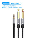 VENTION 3.5mm to dual 6.5mm audio cable with aluminum foil shell and cotton braided design