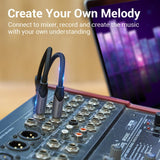 Vention 3.5mm to dual 6.5mm audio cable connecting to a mixer for music recording