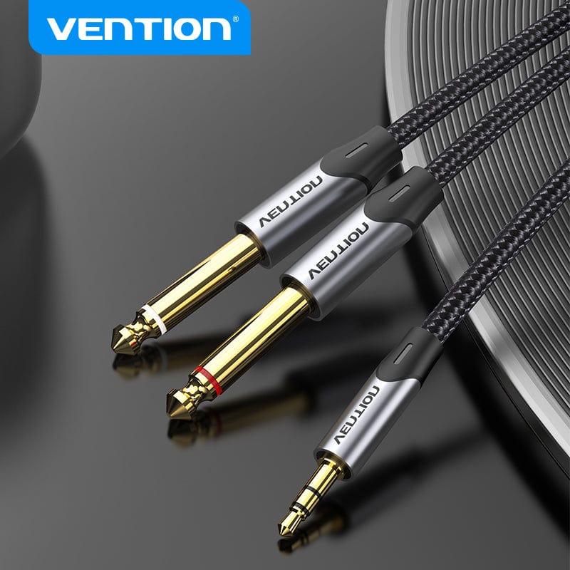 VENTION 3.5mm to dual 6.5mm audio cable with durable connectors for high-quality sound