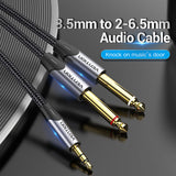 VENTION 3.5mm to Dual 6.5mm Audio Cable with Durable Braided Design for High-Quality Sound