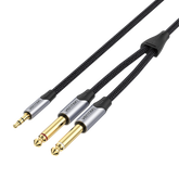 VENTION 3.5mm to Dual 6.5mm Audio Cable with Durable Braided Design for Professional Audio Use