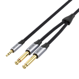 VENTION 3.5mm to Dual 6.5mm Audio Cable with Durable Braided Design for Professional Audio Use