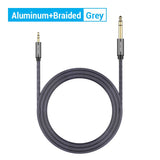 Vention 3.5mm to 6.35mm cable in grey, aluminum braided design for durable audio connection