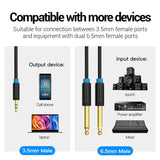 Vention 3.5mm to dual 6.35mm audio cable for connecting devices like mixers and amplifiers