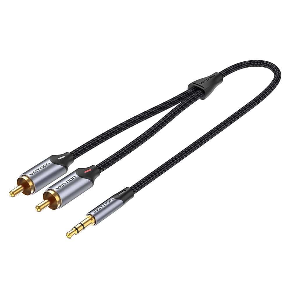 VENTION 3.5mm to RCA adapter cable featuring durable braided design for audio connectivity