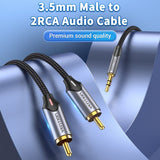 VENTION 3.5mm to RCA adapter cable with braided design for premium sound quality