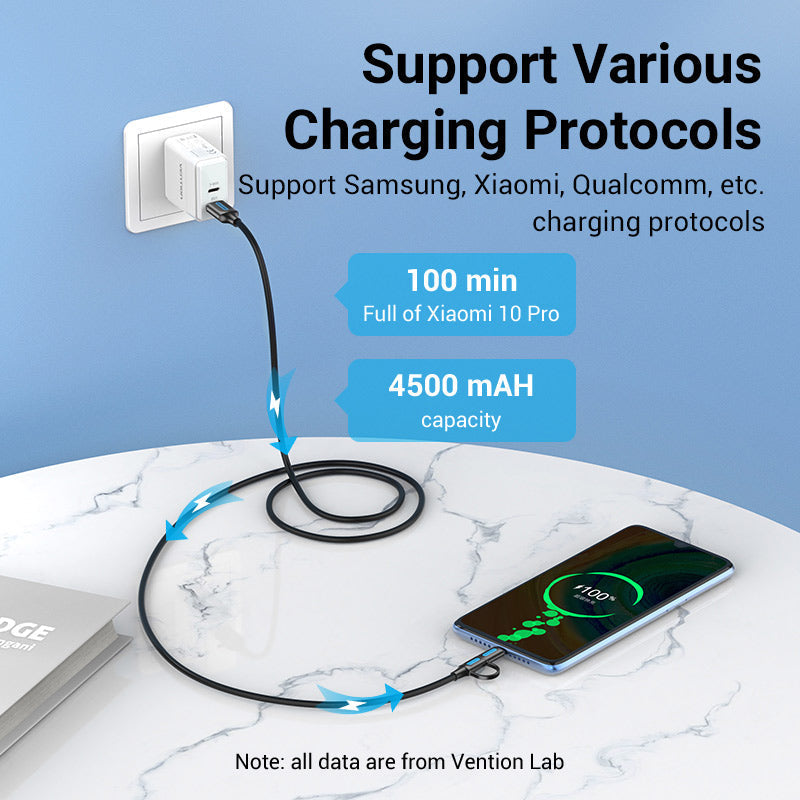 VENTION 3A micro-USB and USB-C cable for fast charging with compatibility for various devices