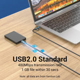 VENTION 3A micro-USB and USB-C cable connected to a laptop for fast data transfer