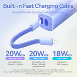 VENTION 5000mAh power bank with built-in fast charging cable and multiple output options for smartphones