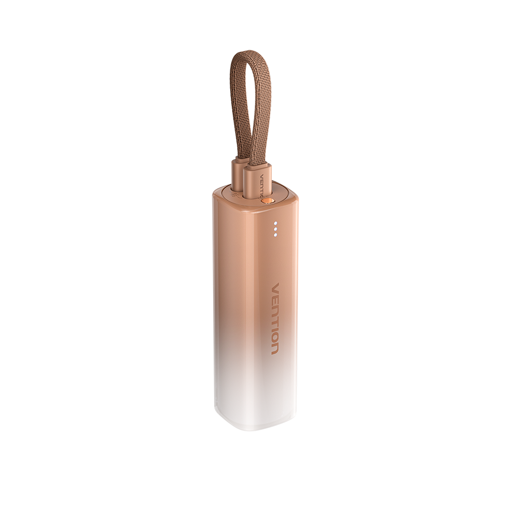 VENTION 5000mAh power bank in sleek design with USB connection and stylish strap for portability