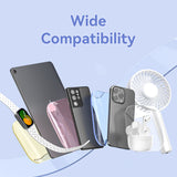 VENTION 5000mAh power bank showcasing wide compatibility with various devices including smartphones and tablets.