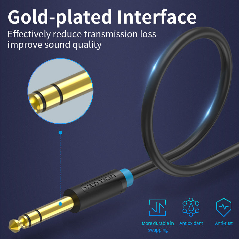 VENTION 6.5mm Male to 3.5mm Male Audio Cable UAE with gold-plated connectors for enhanced sound quality