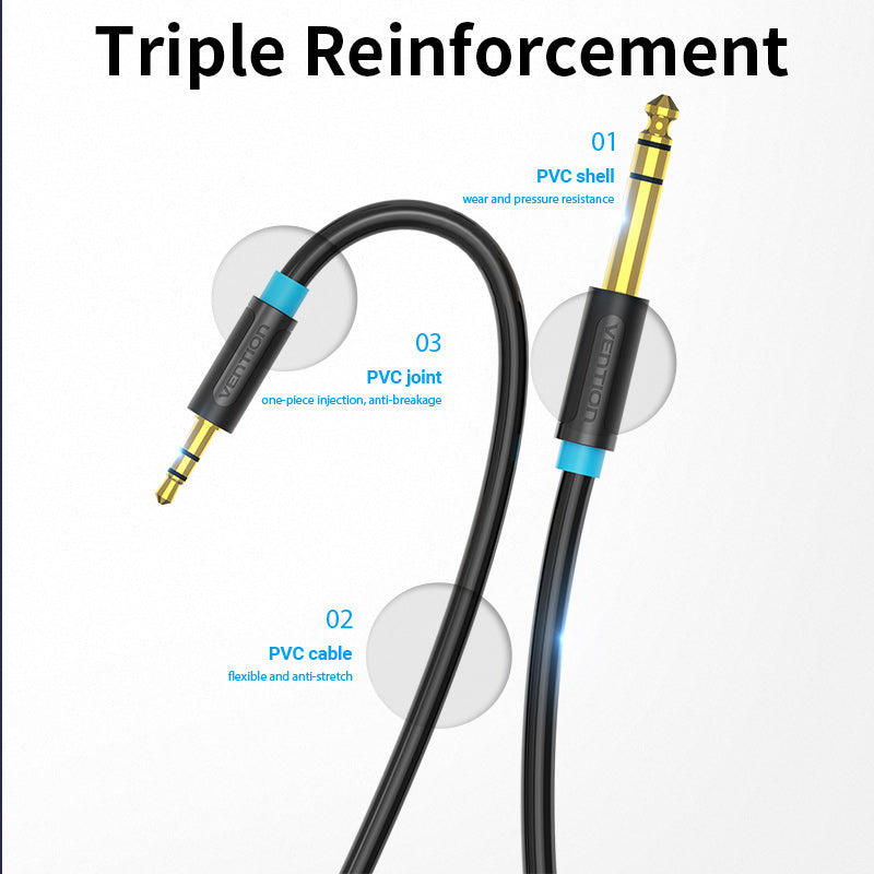 VENTION 6.5mm Male to 3.5mm Male Audio Cable UAE with triple reinforcement design for durability