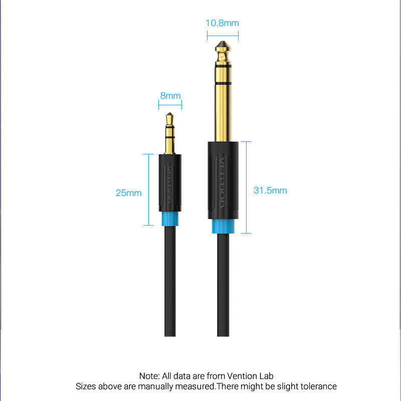 VENTION 6.5mm Male to 3.5mm Male Audio Cable UAE with durable connectors and flexible design