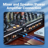 Vention 6.5mm to 6.5mm audio cable connected to a mixer and speaker for amplifier connection