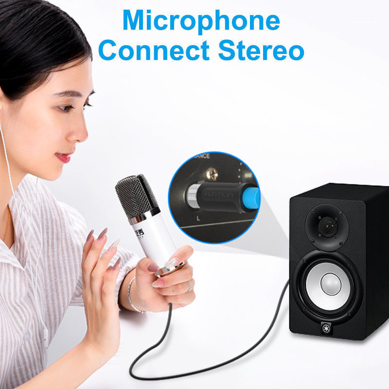 VENION 6.5mm to XLR audio cable connected to a microphone and speaker for clear audio transmission