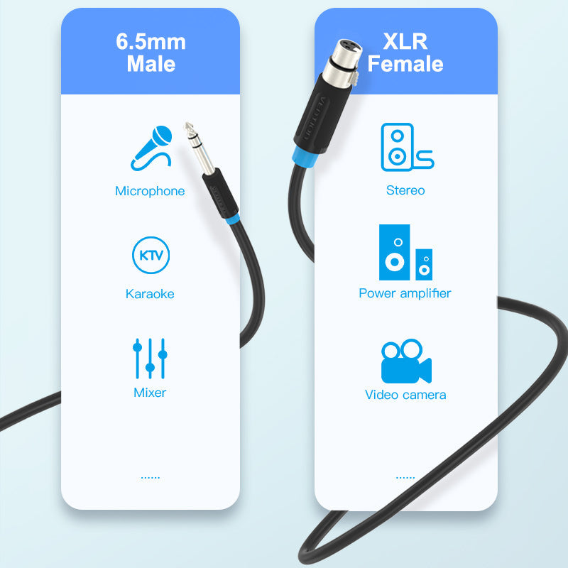 VENTION 6.5mm to XLR audio cable for connecting microphones and mixers to audio equipment