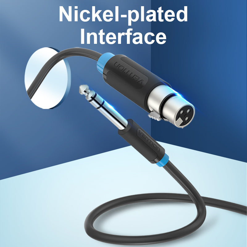 VENTION 6.5mm to XLR audio cable with nickel-plated interface for high-quality sound transfer