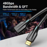 Vention 8K HDMI extension cable with 48Gbps bandwidth for faster transmission and no display delay