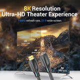 VENTION 8K HDMI extension cable with ultra HD theater experience supporting 144Hz refresh rate and 21:9 widescreen