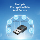 VENTION AC600 Dual Band Wi-Fi Adapter USB with multiple encryption features for secure wireless connection