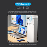 VENTION AC600 Dual Band Wi-Fi Adapter transmitting wireless signal from desktop PC to laptop and smartphone