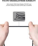 Black VENTION AUX 3.5mm audio extension cable with durable braided design to prevent tangling