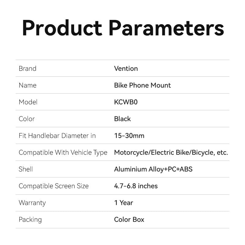 VENTION Bike Phone Mount Black
