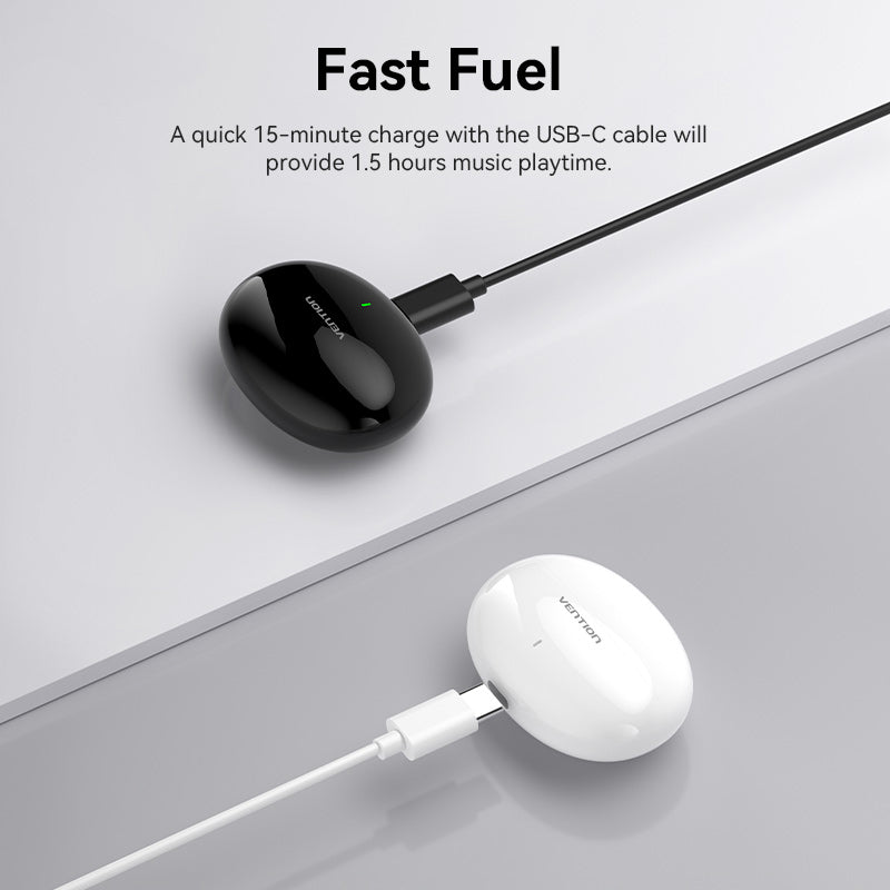VENTION Bluetooth 5.3 Earbuds with Fast Fuel Charging Capability for Extended Playtime