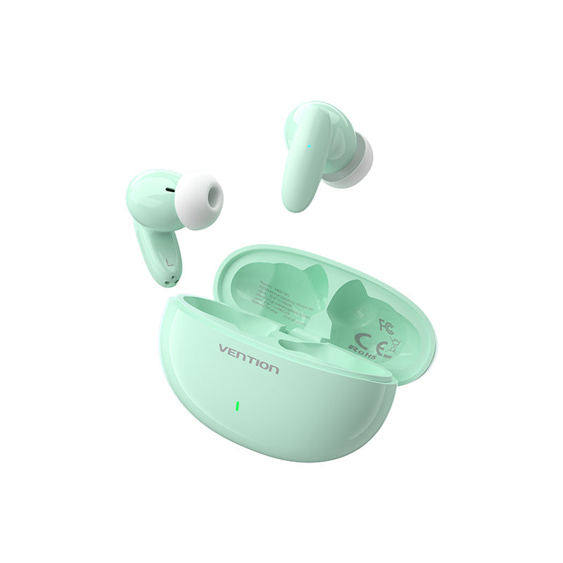 VENTION Bluetooth 5.3 Earbuds in mint green with charging case for wireless audio experience