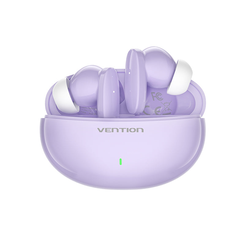 VENTION Bluetooth 5.3 Earbuds in Lavender Case with Wireless Charging and Ergonomic Design