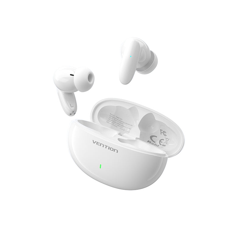 VENTION Bluetooth 5.3 Earbuds in white with charging case for high-quality wireless audio