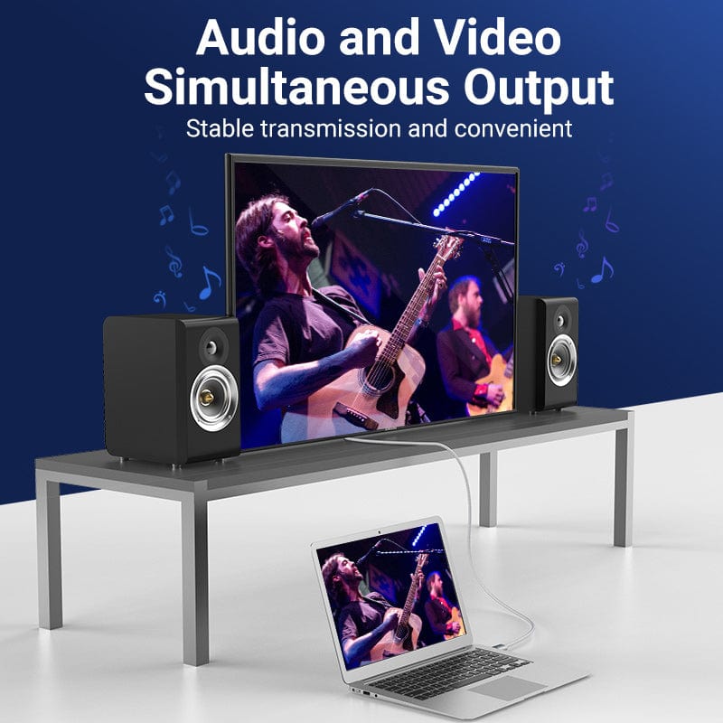 VENTION braided HDMI cable AABI connecting a laptop to a TV for audio and video output