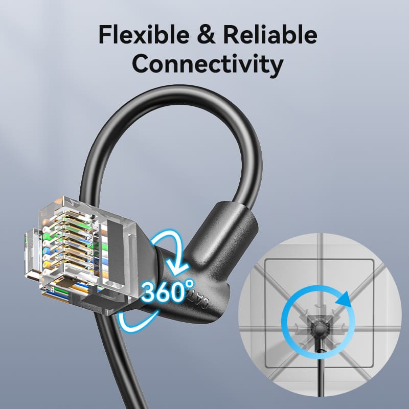 VENTION Cat 6A UTP Ethernet Patch Cable Right Angle and 360 Rotate plug Oxygen-free Copper