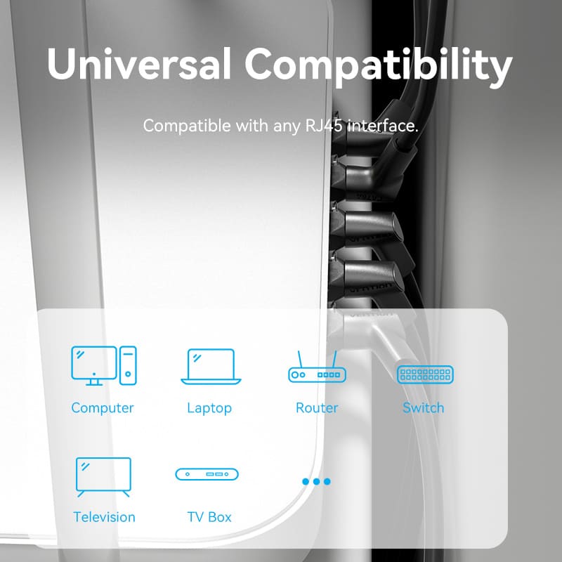 VENTION Cat 6A UTP Ethernet Patch Cable Right Angle and 360 Rotate plug Oxygen-free Copper