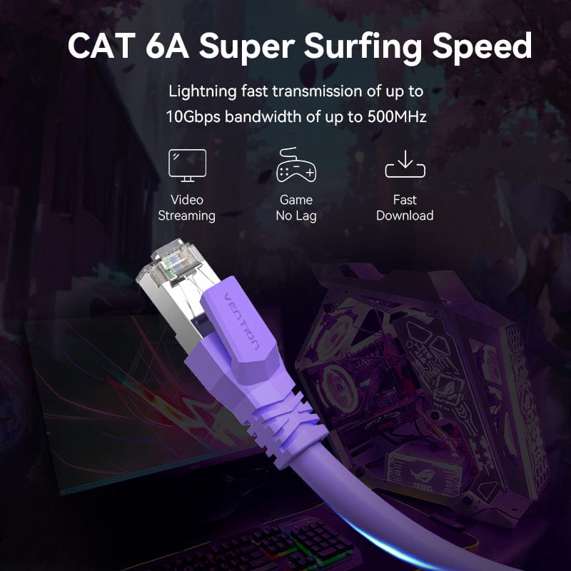 VENTION Cat 6A Industrial Ethernet SFTP Flexible Patch Cable 10Gbps Oxygen-Free Copper for high-speed networking
