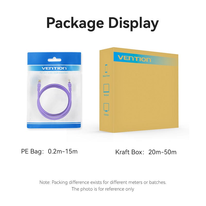 VENTION Cat 6A Industrial Ethernet SFTP Flexible Patch Cable 10Gbps Oxygen-Free Copper in packaging display