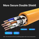 Close-up of VENTION Cat 6A SFTP Industrial Ethernet Cable showcasing its double shield and copper conductors