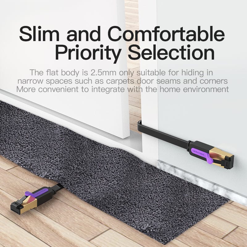 VENTION Cat 7 Ethernet Flat Cable 10 Gbps for High-Speed Networking