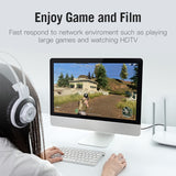 Vention Cat 7 SFTP Ethernet cable connecting to a computer for fast gaming and HD streaming