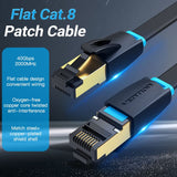 VENTION Cat 8 Flat Ethernet Cable with 40Gbps speed and oxygen-free copper design for fast connectivity